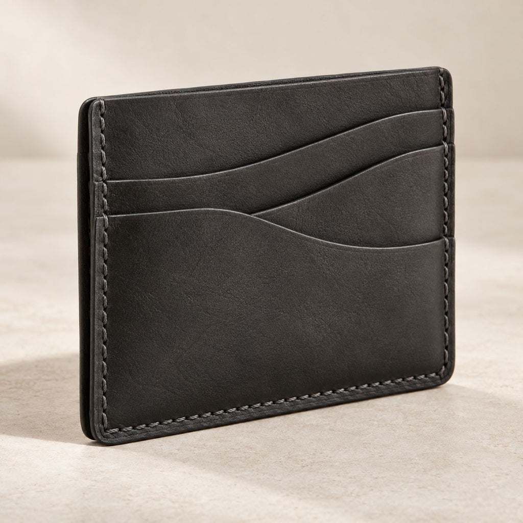 Charcoal Leather Slim Cardholder — product view