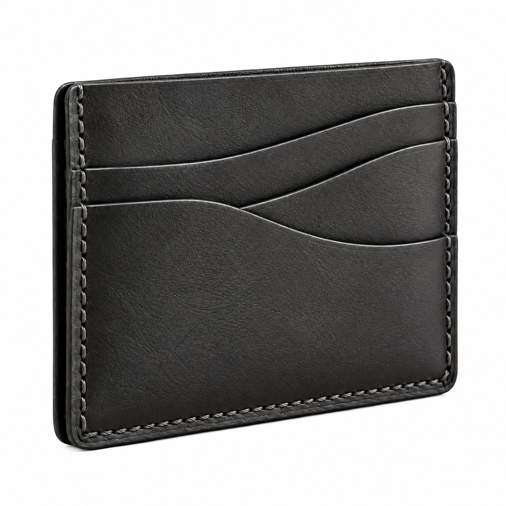 Charcoal Leather Slim Cardholder — studio view