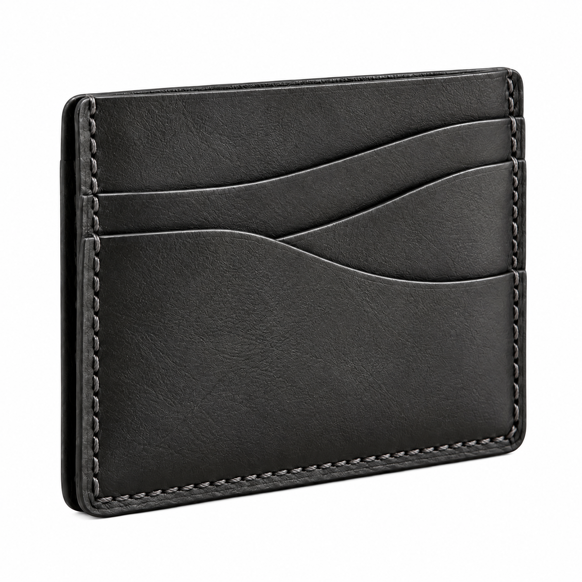 Charcoal Leather Slim Cardholder — studio view