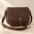 Espresso Leather Saddle Crossbody — product view
