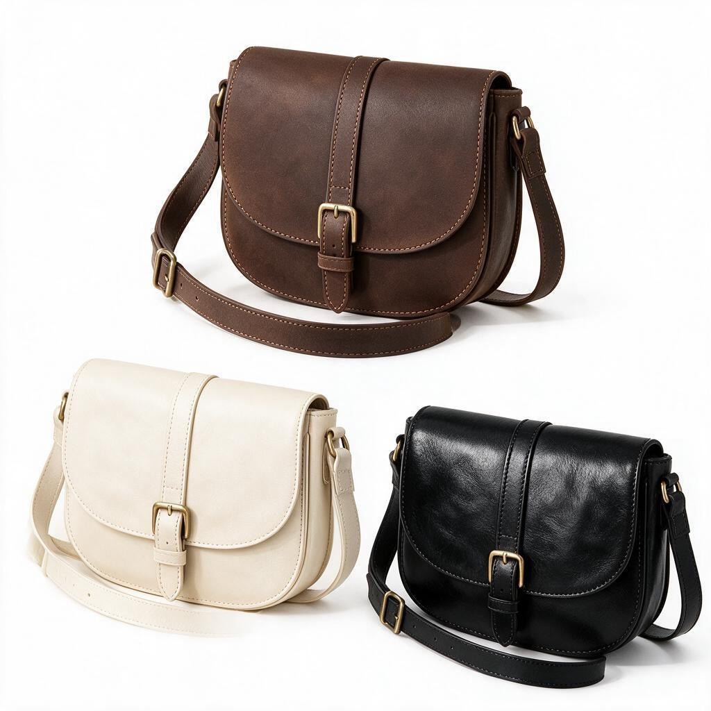 Espresso Leather Saddle Crossbody — color styling reference