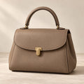 Taupe Leather Top-Handle Satchel — product view