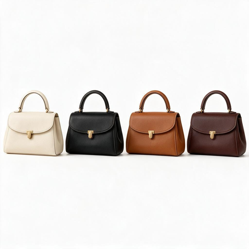 Taupe Leather Top-Handle Satchel — color styling reference