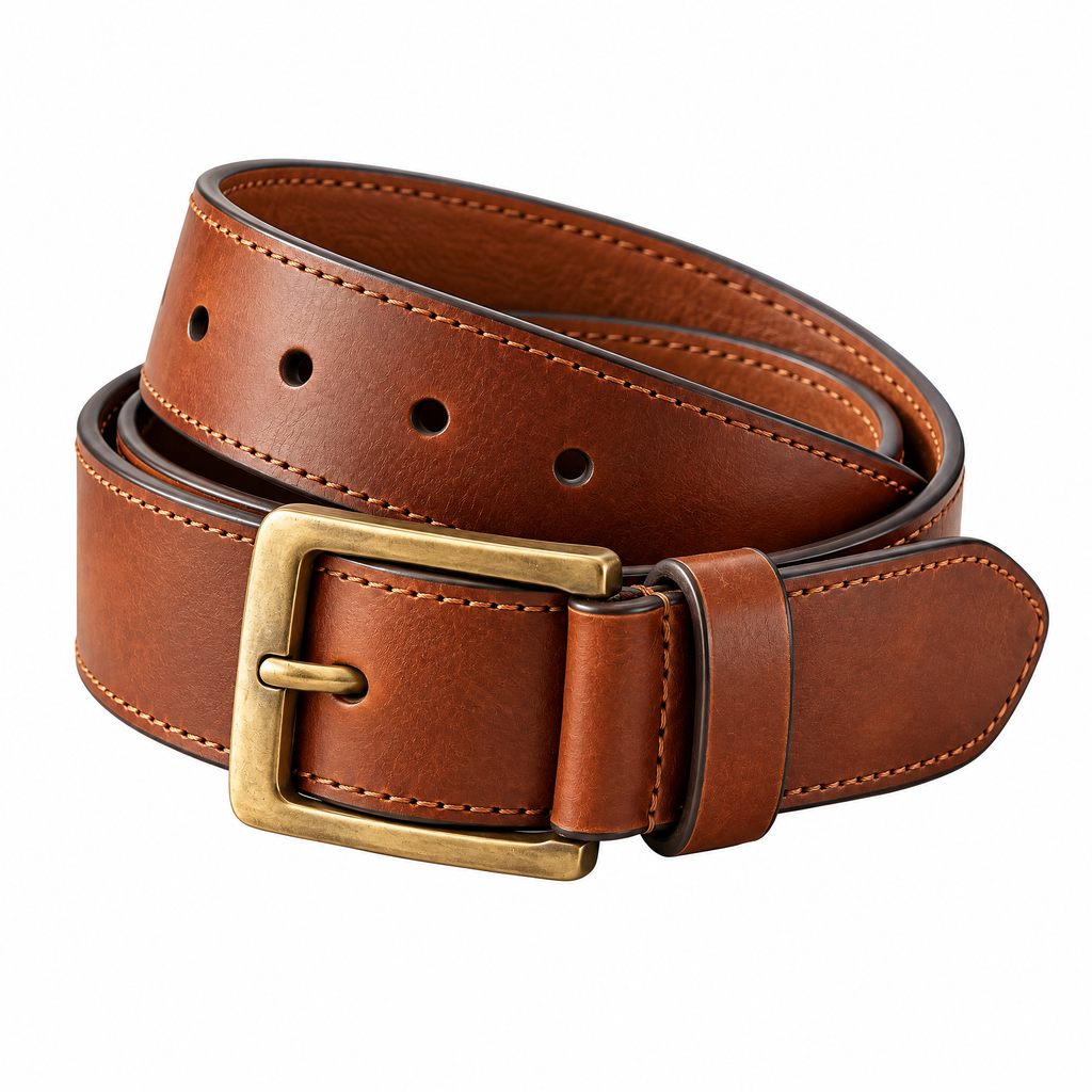 Chestnut Leather Classic Belt — studio view