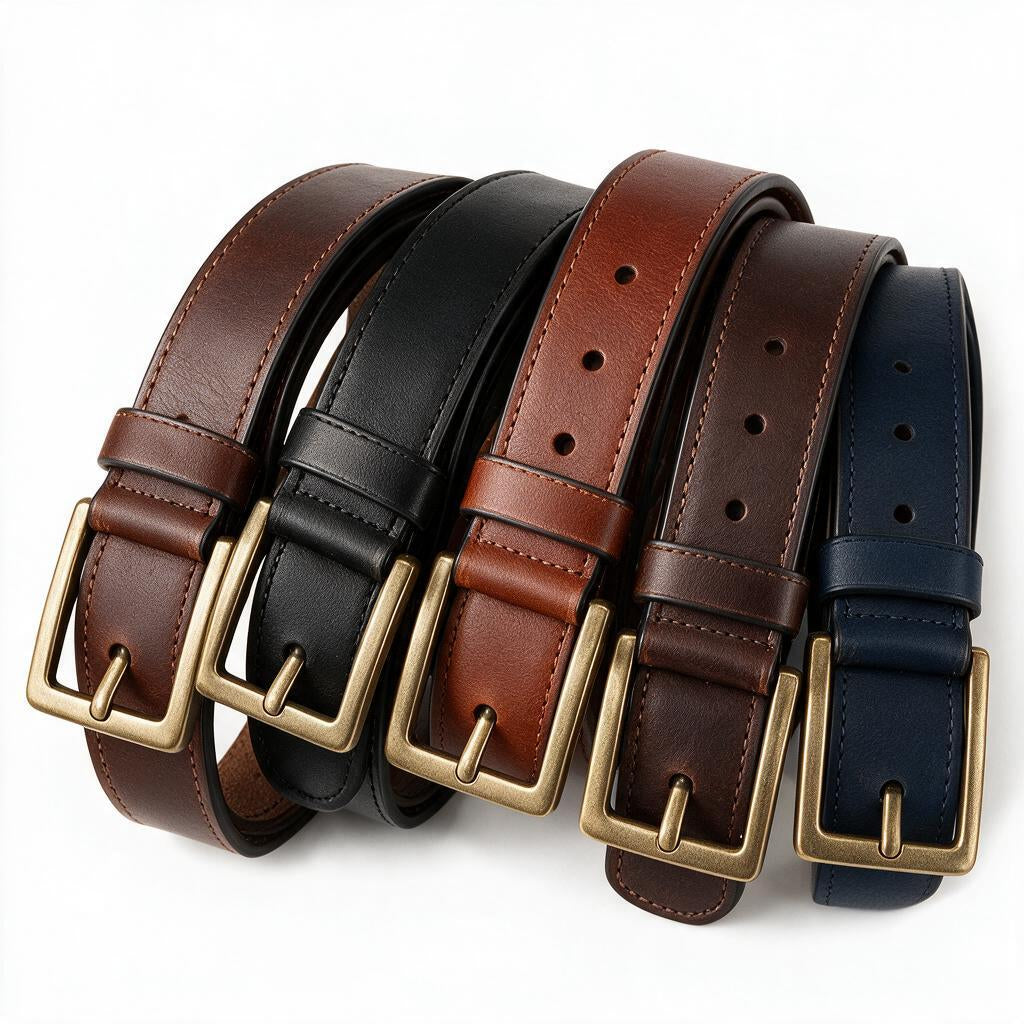 Chestnut Leather Classic Belt — color styling reference