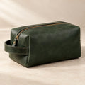 Forest Green Leather Toiletry Bag — product view