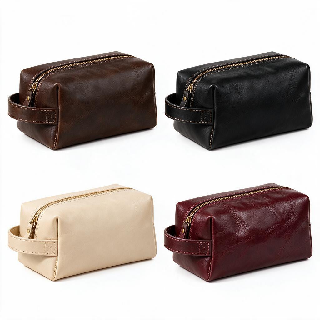 Forest Green Leather Toiletry Bag — color styling reference